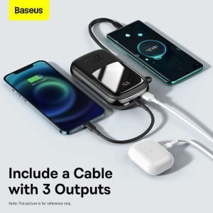 Baseus Qpow Pro Digital Display Quick Charging Power Bank 20000mAh 22.5W (With Type-C Cable) Black