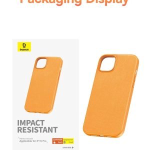 BASEUS Fauxther Series For iPhone 15 Pro max Leather Back Case Orange Non-Slip Phone Cover