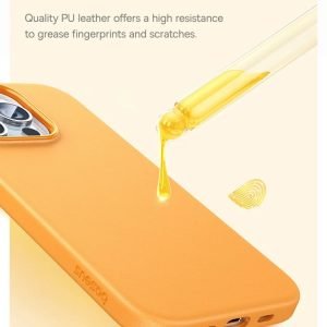 BASEUS Fauxther Series For iPhone 15 Pro max Leather Back Case Orange Non-Slip Phone Cover