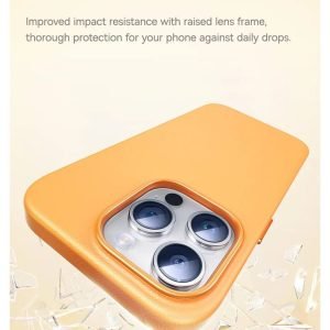 BASEUS Fauxther Series For iPhone 15 Pro max Leather Back Case Orange Non-Slip Phone Cover