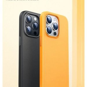 BASEUS Fauxther Series For iPhone 15 Pro max Leather Back Case Orange Non-Slip Phone Cover