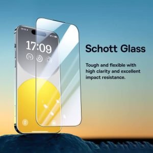 Baseus iPhone 15 Pro Max Clear Screen Protector Schott Series Tempered Glass, (Built-in Dust Filter) (Pack of 1, with dust-proof installation tool and cleaning kit)