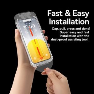 Baseus iPhone 15 Pro Max Clear Screen Protector Schott Series Tempered Glass, (Built-in Dust Filter) (Pack of 1, with dust-proof installation tool and cleaning kit)