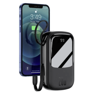 Baseus Qpow Digital Display Quick Charging Power Bank 20000mAh 20W (With IP Cable) Black
