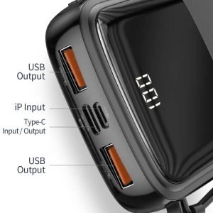 Baseus Qpow Digital Display Quick Charging Power Bank 20000mAh 20W (With IP Cable) Black