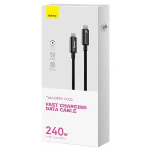 Baseus Tungsten Gold Fast Charging Data Cable Type-C to Type-C 240W 3m Black