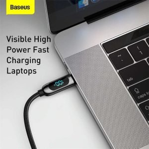 Baseus Digital Display Fast Charging Data Cable Type C To Type C 100W 2m Black