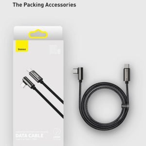 Specifications Brand: Baseus Material: Zinc alloy+ Nylon braided wire Power: 100W (20V/5A) Transmission speed: 480Mbps Input interface: Type-C Output interface: Type-C Product Description Fully charge a Laptop in 2H: This 100W fast charging cable has an elbow port to prevent interference with a mouse and keyboard. Faster Speed, Smoother Operation: Adapt for Xiaomi/Samsung fast charging. Free Movement, Smooth Operation: The 90° elbow design is convenient for playing mobile games while charging. Ice Blue Breathing Light: Breathing light for an exciting atmosphere. 8 Strands of Thickened Cores: Enhance conduction stability and ensure 100W fast charging speed. Smart chip protection: Built-in chips always monitor the charging power and adjust current and voltage automatically to avoid damage to the battery due to unstable current. Upgraded Zinc Alloy: Integrated zinc alloy is glossy, wear-resistant, anti-oxidation and anti-scratch. Tightly Nylon Braided: New nylon braided process for scratch resistance and durability. Charging + Transmission, Never Miss One: The speed is as fast as 480Mbps, fast charging/fast data transfer.