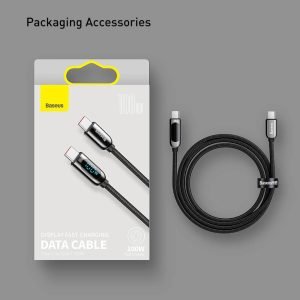 Baseus Digital Display Fast Charging Data Cable Type C To Type C 100W 2m Black
