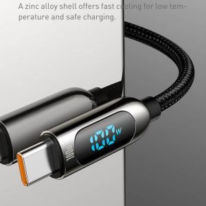 Baseus Digital Display Fast Charging Data Cable Type C To Type C 100W 2m Black