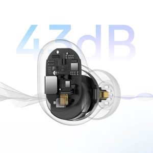 Baseus Bowie WM05 ANC Wireless Earphone Hybrid 43dB TWS Earbuds 4-mics Noise Cancellation Earphone White