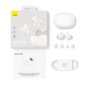 Baseus Bowie WM05 ANC Wireless Earphone Hybrid 43dB TWS Earbuds 4-mics Noise Cancellation Earphone White