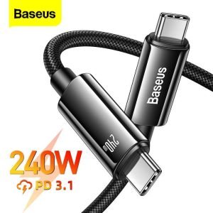 Baseus Tungsten Gold Fast Charging Data Cable Type-C to Type-C 240W 3m Black