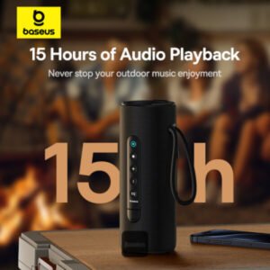 Baseus AeQur Series VO20 Bluetooth Speaker with Ambient RGB Light | BT 5.3, 15H Playtime, 15W Loud Stereo Sound, Deep Bass - Black