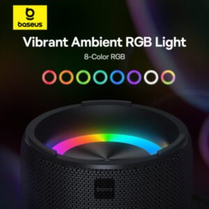 Baseus AeQur Series VO20 Bluetooth Speaker with Ambient RGB Light | BT 5.3, 15H Playtime, 15W Loud Stereo Sound, Deep Bass - Black