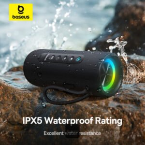 Baseus AeQur Series VO20 Bluetooth Speaker with Ambient RGB Light | BT 5.3, 15H Playtime, 15W Loud Stereo Sound, Deep Bass - Black