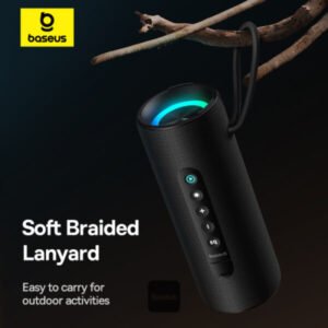 Baseus AeQur Series VO20 Bluetooth Speaker with Ambient RGB Light | BT 5.3, 15H Playtime, 15W Loud Stereo Sound, Deep Bass - Black