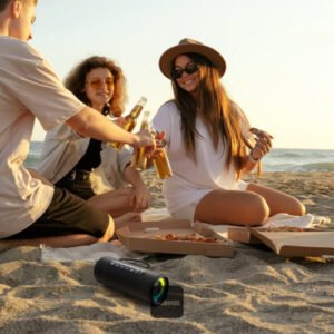 Baseus AeQur Series VO20 Bluetooth Speaker with Ambient RGB Light | BT 5.3, 15H Playtime, 15W Loud Stereo Sound, Deep Bass - Black