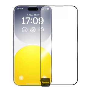 baseus Sapphire Series 9H HD Tempered Glass Screen Protector for iPhone 15 Pro Max With Built-in Dust Filter, Anti-Fingerprint, Scratch Resistant, Easy Installation Kit - Clear