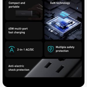 Baseus 65W GaN3 Pro Desktop Charger Power Strip 2U+2C WITH AC PORT